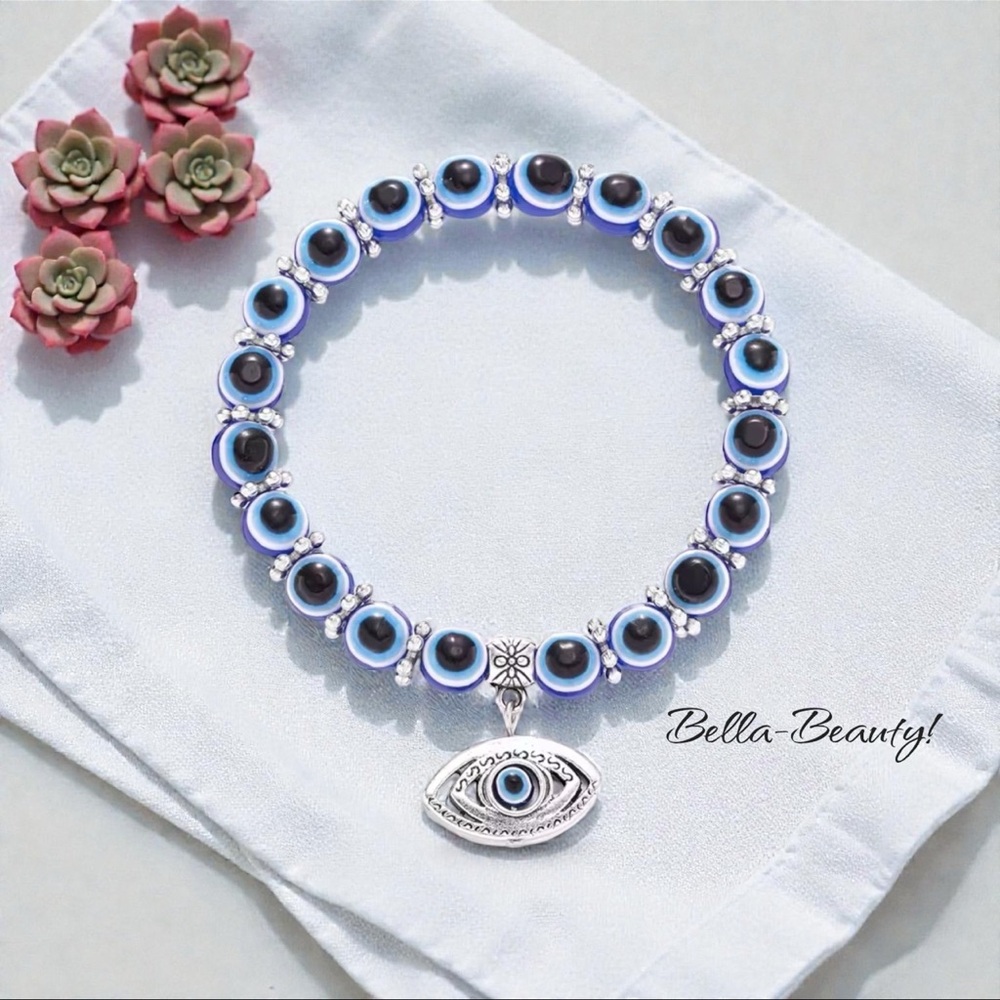 Turkish Lucky Evil Eye Bracelet Blue Evil Eye Bead Bracelet   ~NEW~